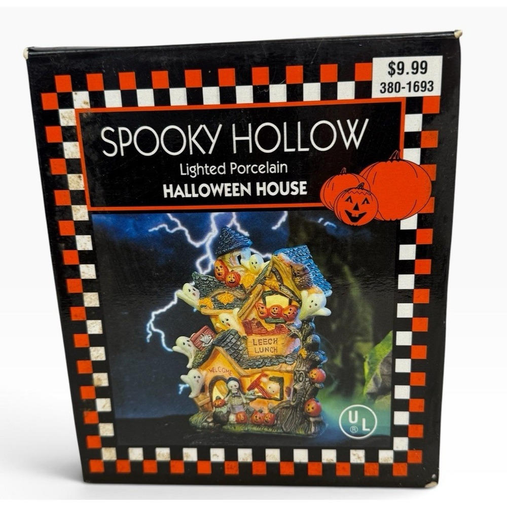 Spooky Hollow Leech Lunch Diner Halloween Village House Light Incl *Damaged Box